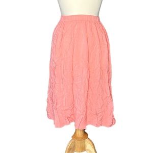 Hot Pink Hollister Midi Pull On Slit Girly Pretty Preppy Skirt S24